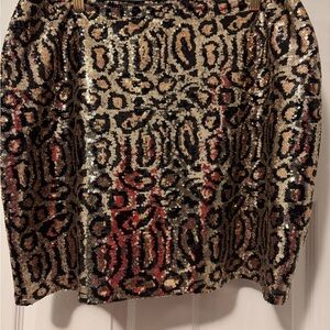 Boohoo Sequin Animal Print Midi Skirt - Black and Gold